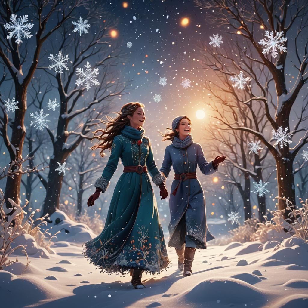 Whimsical Snowscape: Digital Art in Winter Wonderland