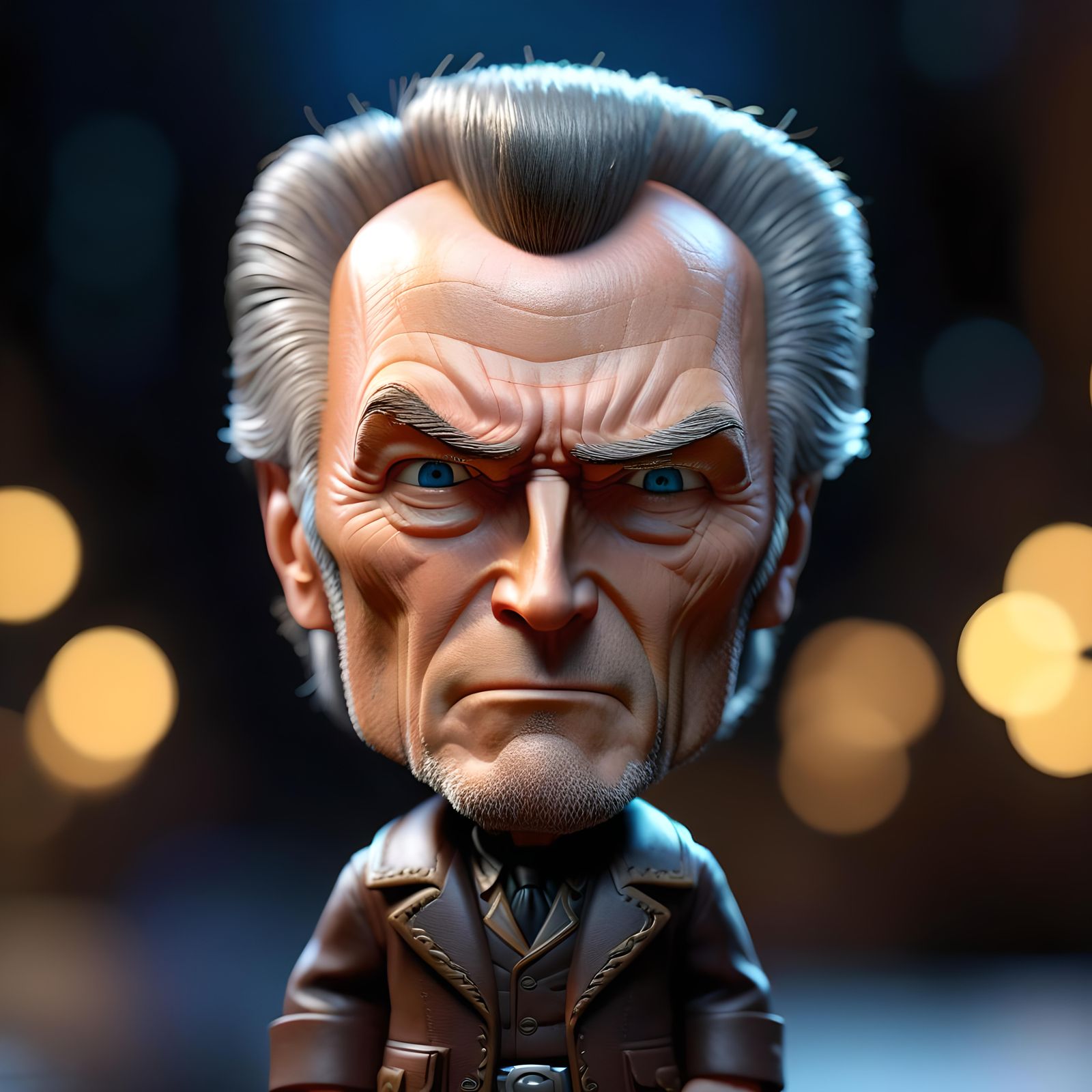 Chibi Clint Eastwood scowling