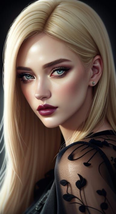 Glamorous Woman with Blonde Hair in Digital Art