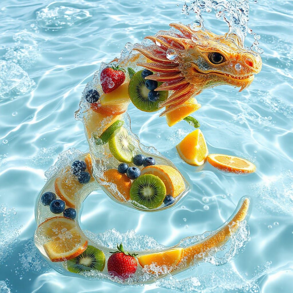 Water Dragon Emerges from Sparkling Aquatic Realm