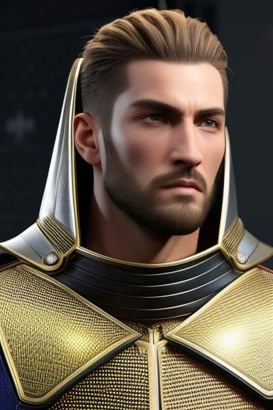 Hyperrealistic Knight with Golden Heart in Volumetric Lighti...