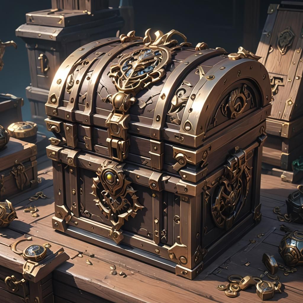 Anime Style Treasure Chest: 3D Detailed Art