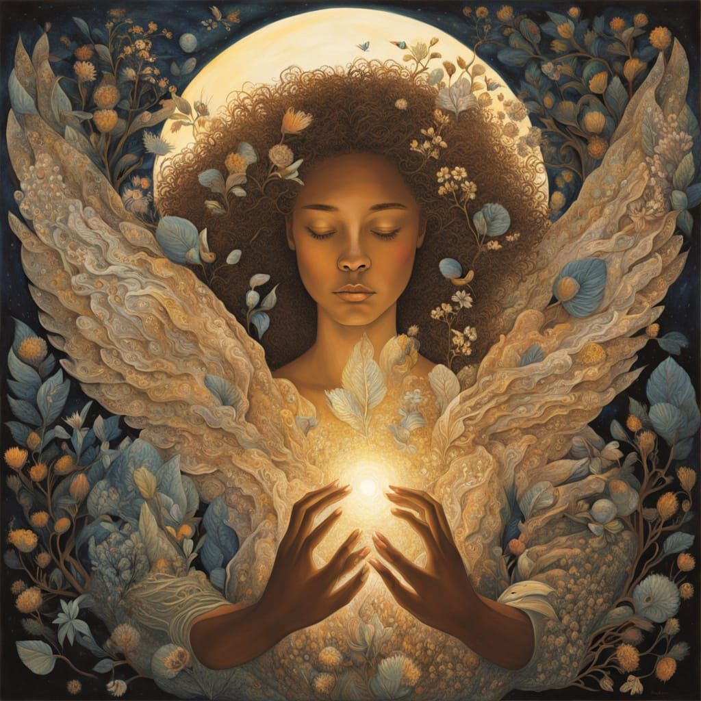 Majestic Women Rise Up with Swan Wings and Golden Patterns