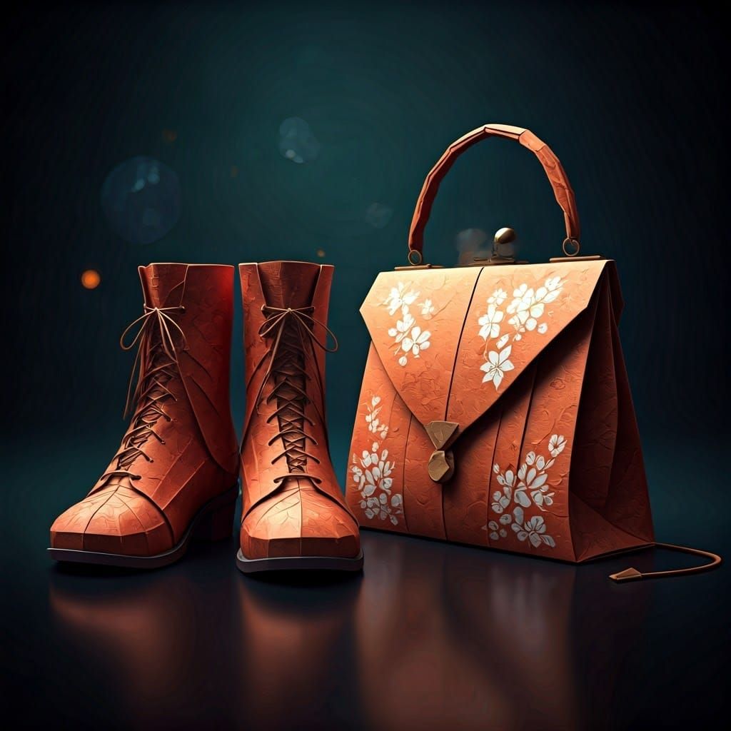 Japanese origami boots and handbag