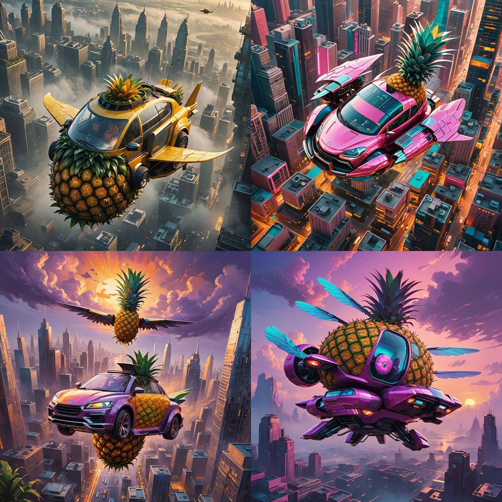 Fantastical Pineapple Flying Car Concept Art
