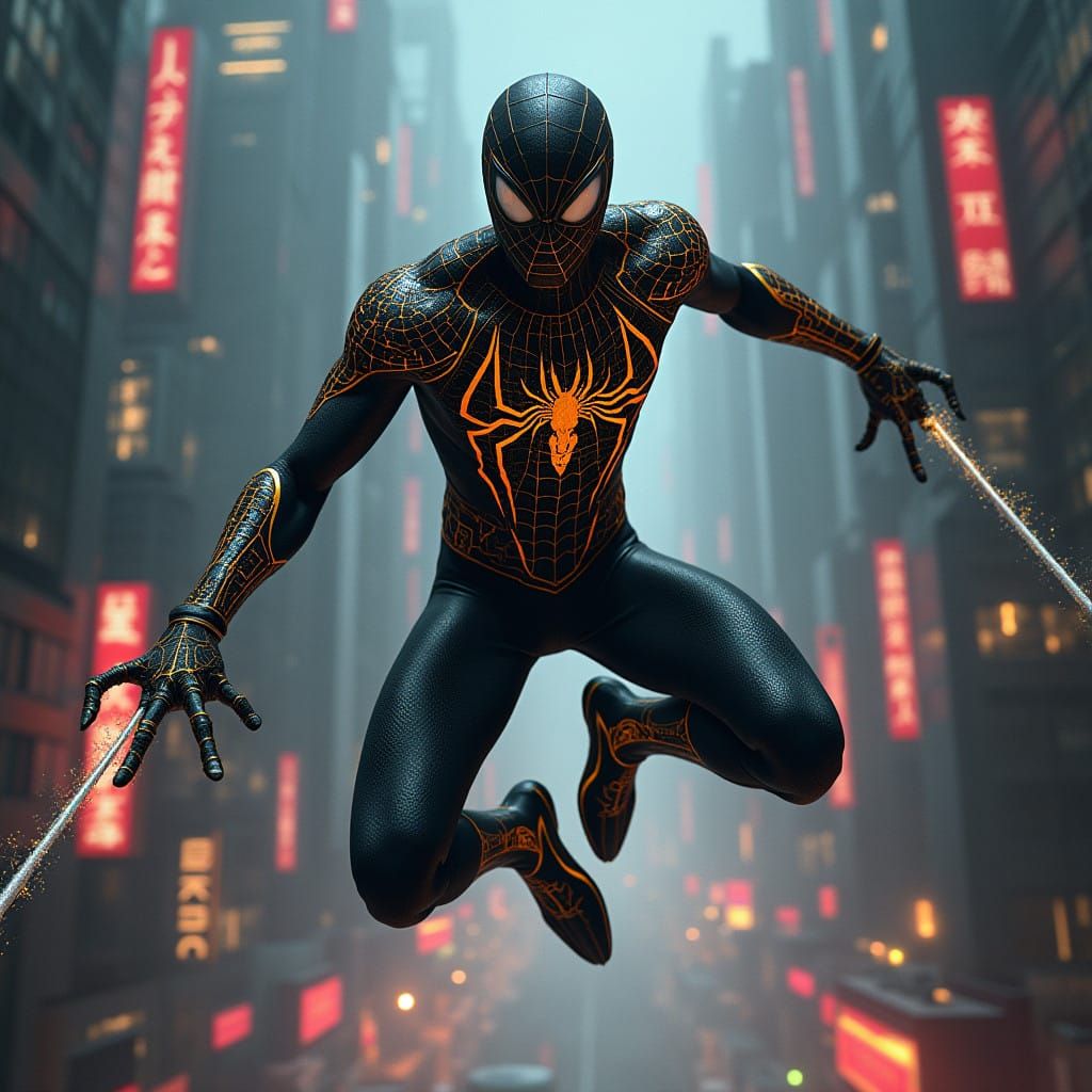 Cyberpunk Spiderman in Ancient Annunaki Armor