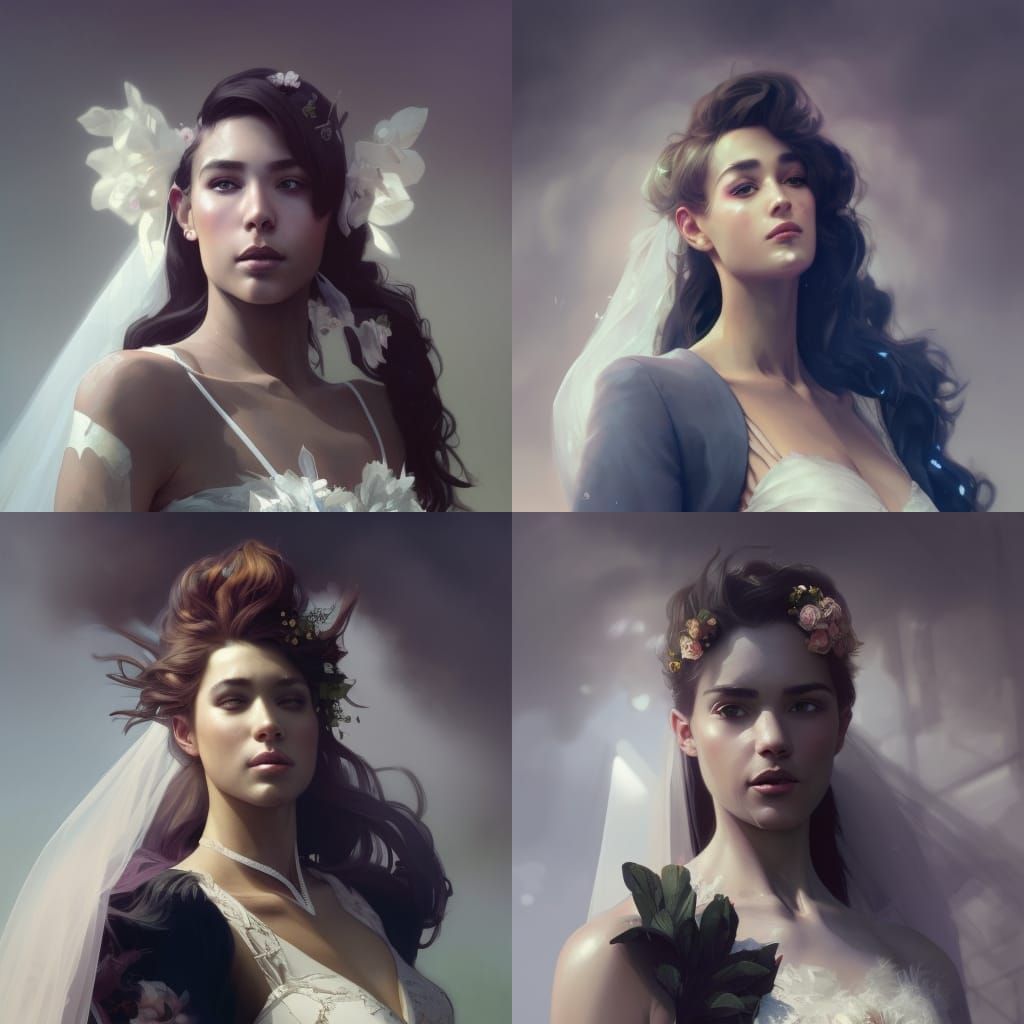 Elegant Man in Wedding Dress, Hyperdetailed Portrait