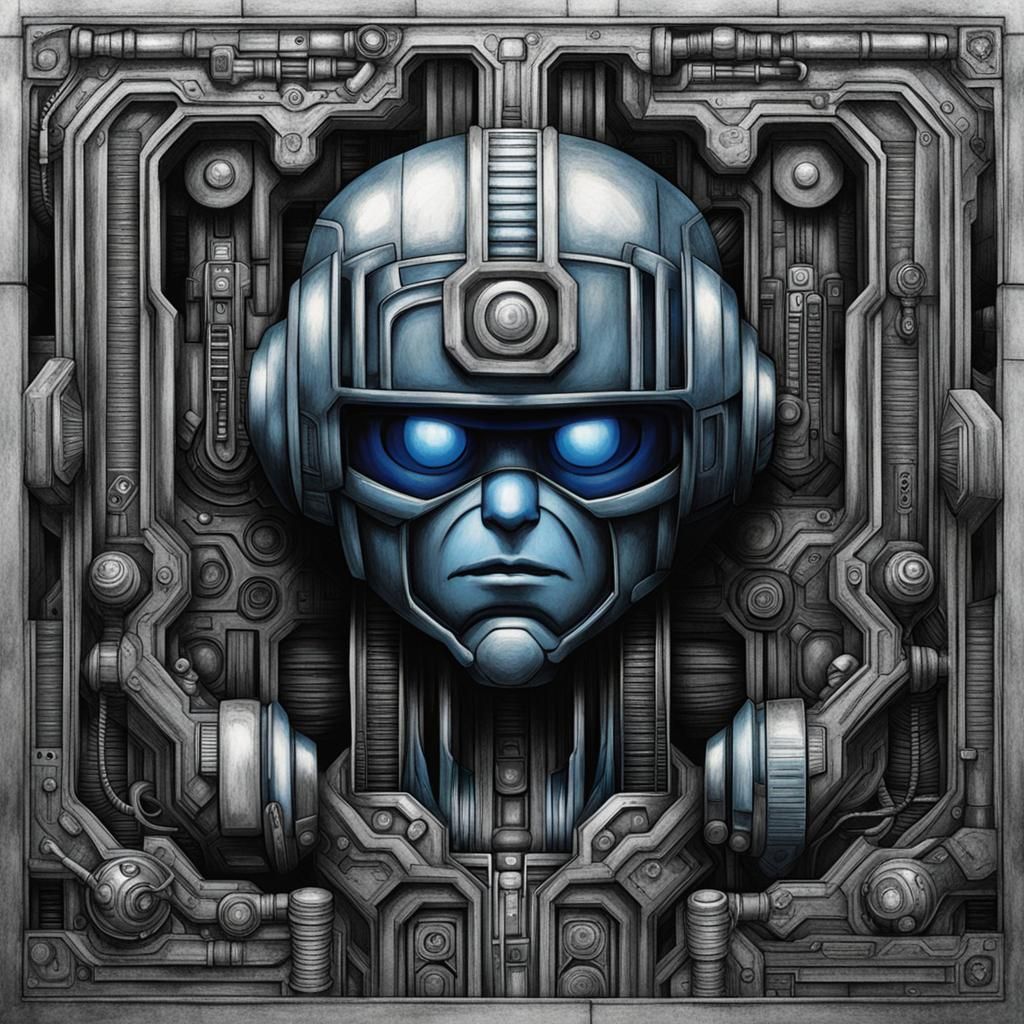 Mega Man in H.R. Giger Style