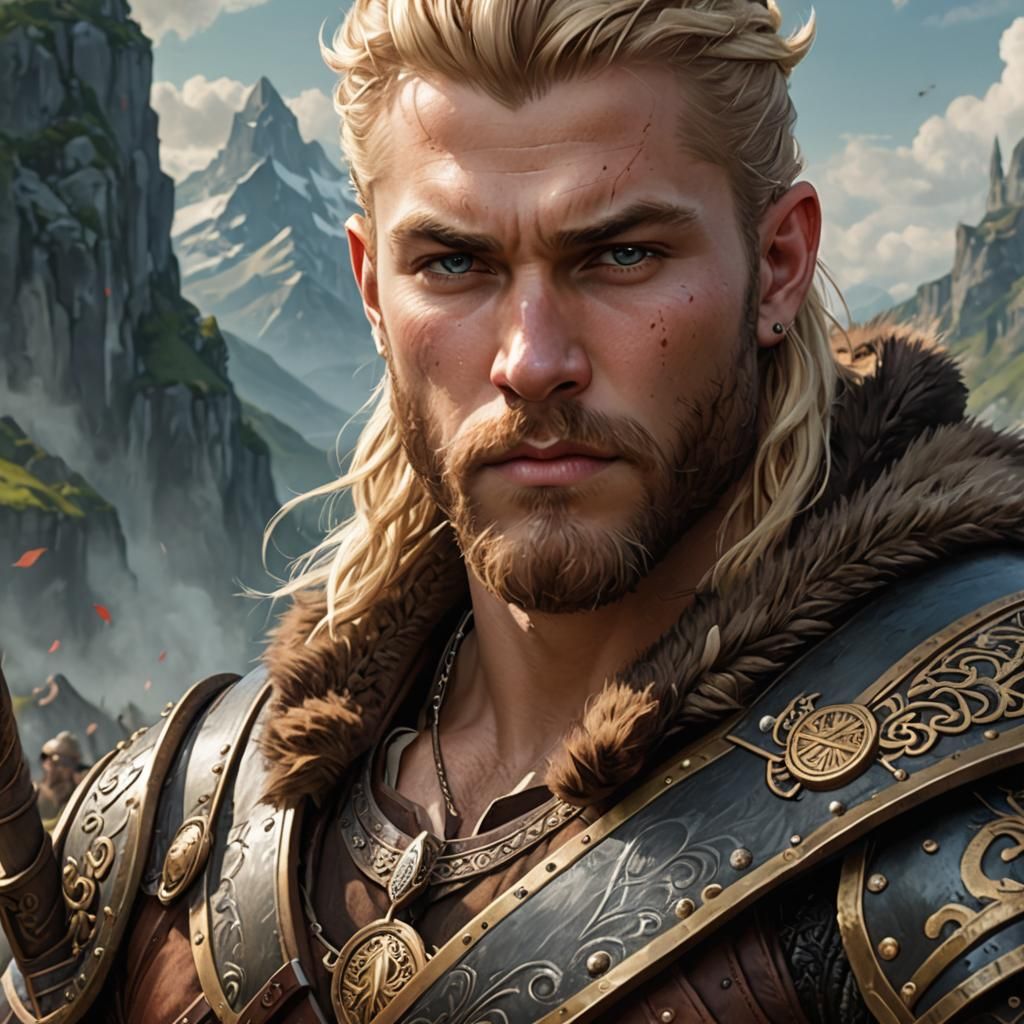 Viking Bard Portrait in High Fantasy Style