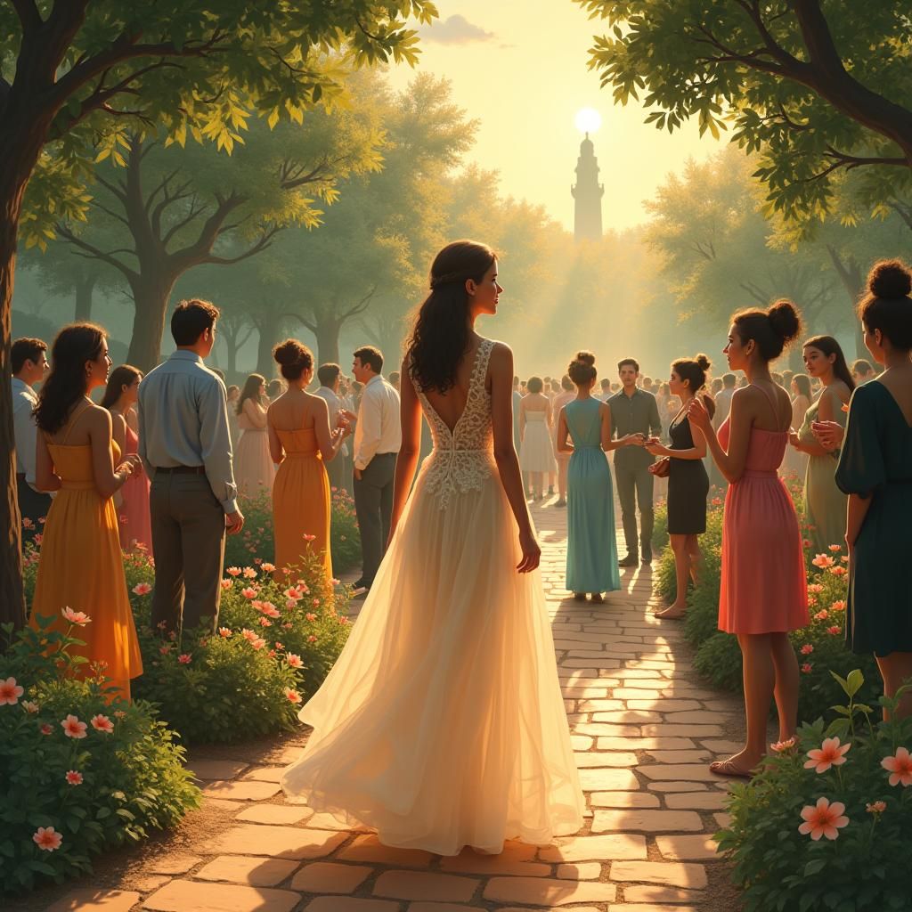 Dreamlike Garden Gathering in Ethereal Style