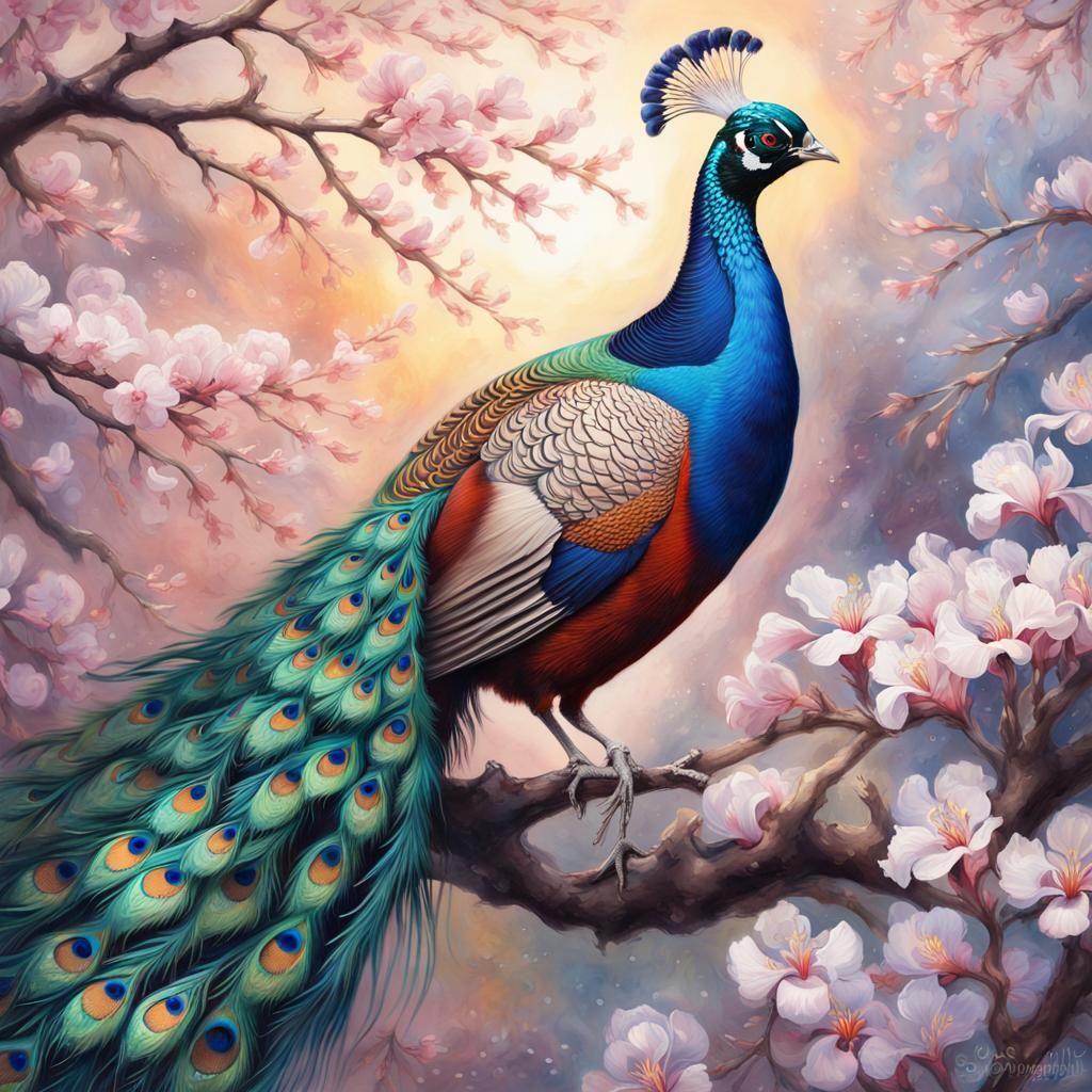 Elegant Royal Peacock Cherry Blossom Admirer!!