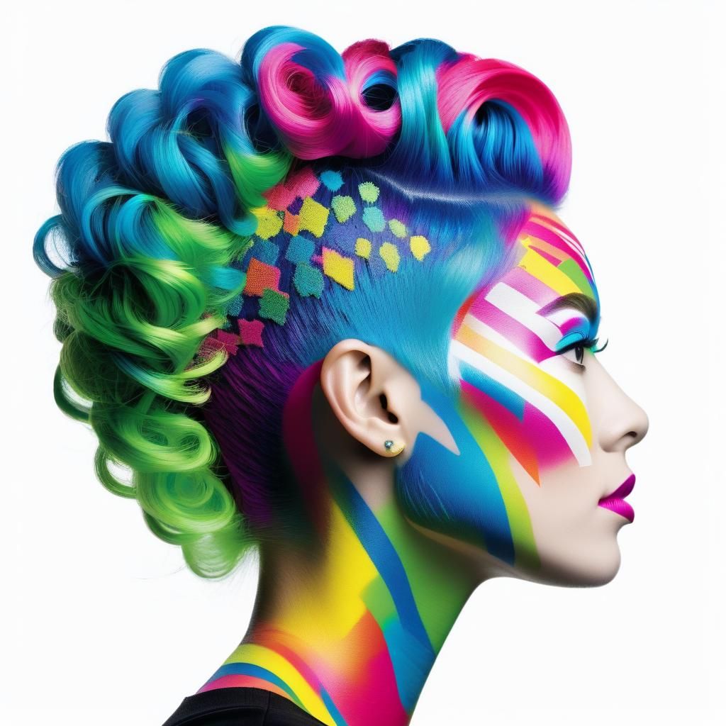Colorful Profile Portrait with Abstract Face Paint