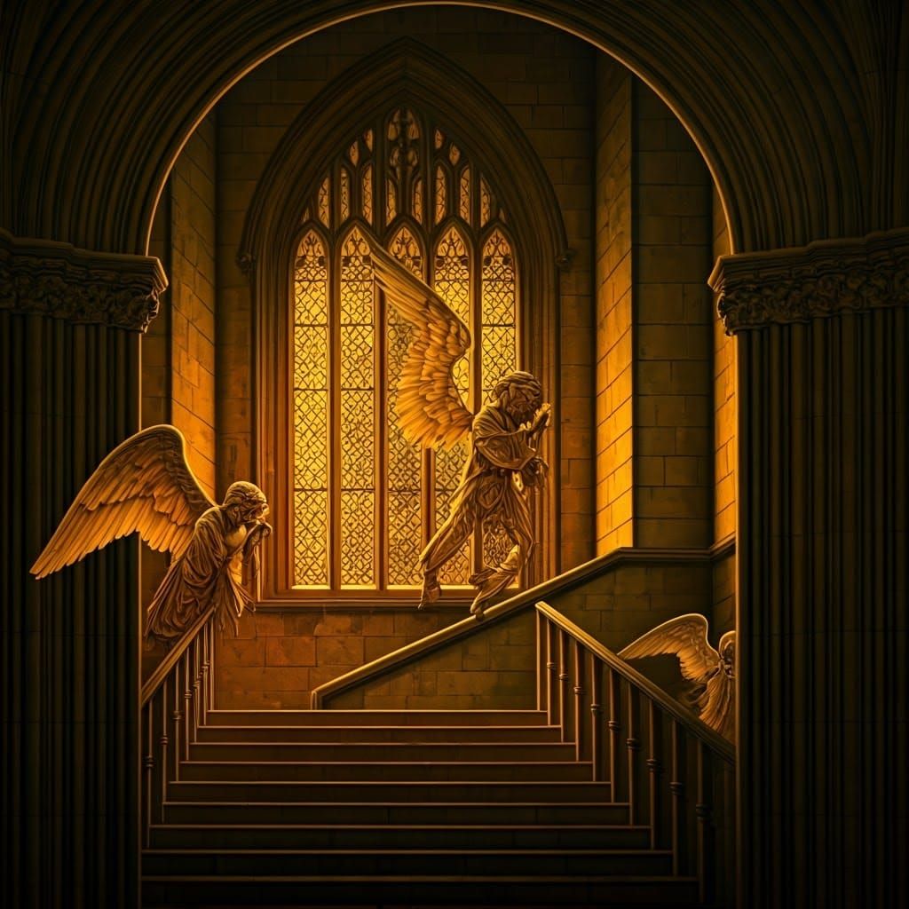 Angels Ascending Jacob's Ladder in Bath Abbey