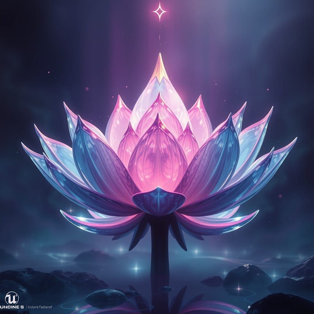 Crystal Lotus in Vibrant Fantasy Style