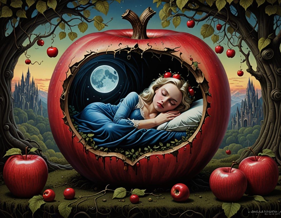 Sleeping Beauty in a Surreal Dreamscape
