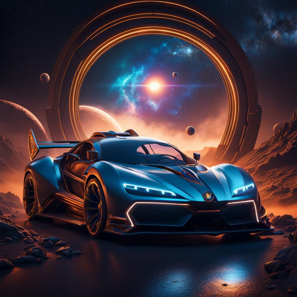 Futuristic Space Car in Detailed Matte Painting