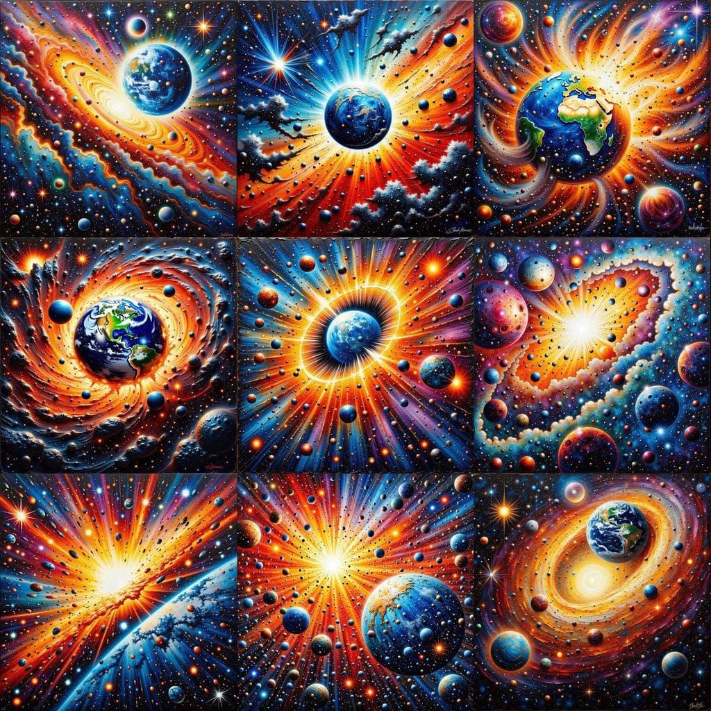 Neutron Star Collision: Acrylic Painting With Bold Textures