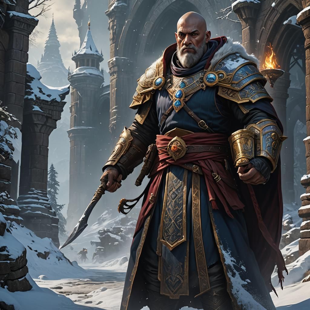 Goliath Monk Portrait in Winter, Dungeons and Dragons