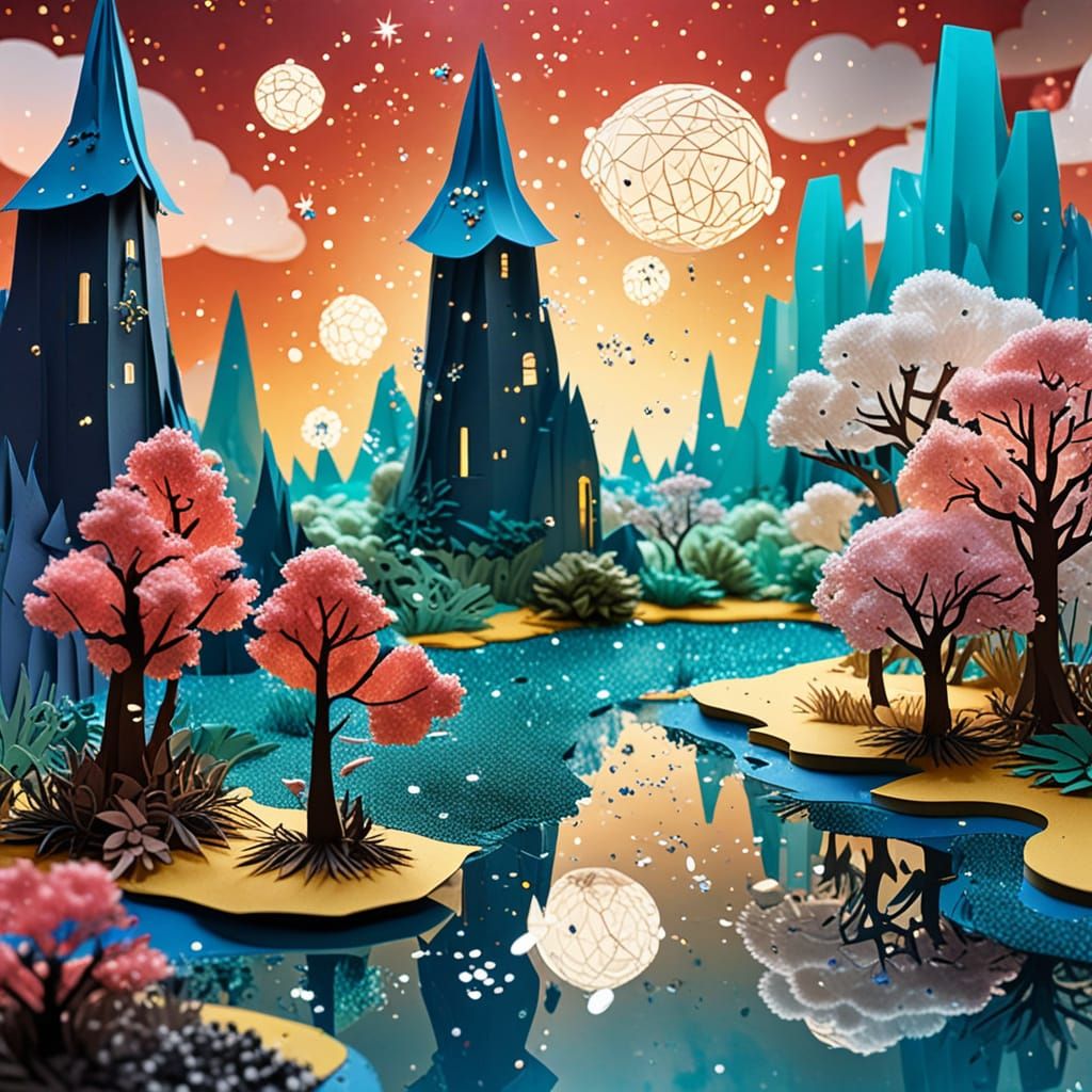 Sparkling Paper Island of Magical Desires