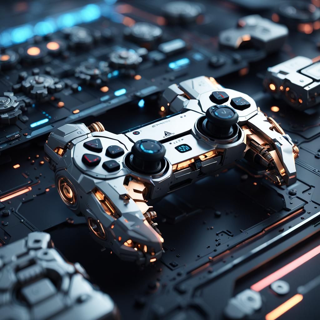 Futuristic PlayStation Controller: Sci-Fi Mech Design