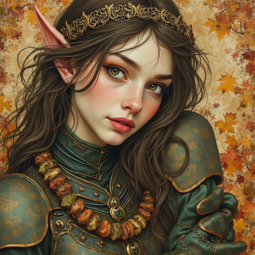 Encaustic Satire: Charming Elf in Postmodern Design