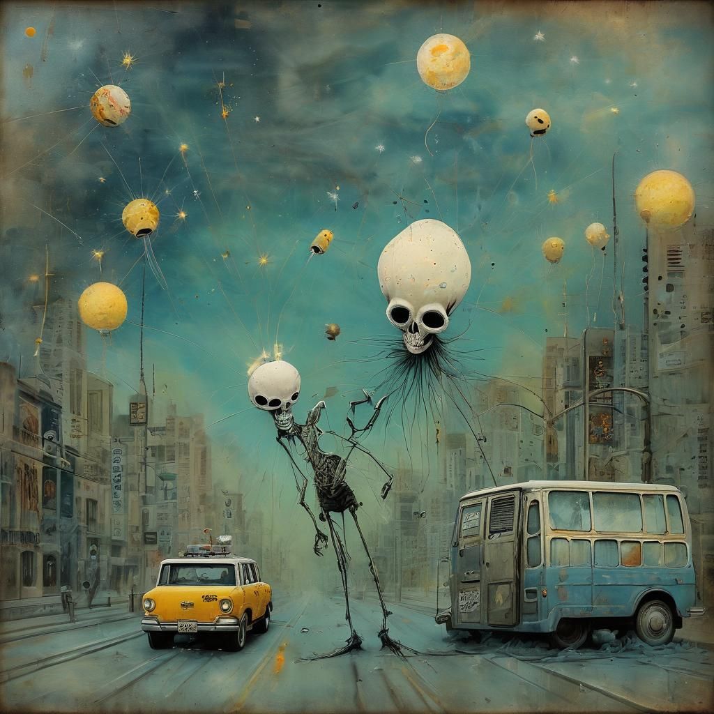 Surreal Las Vegas Futurism with Moonlit Stars