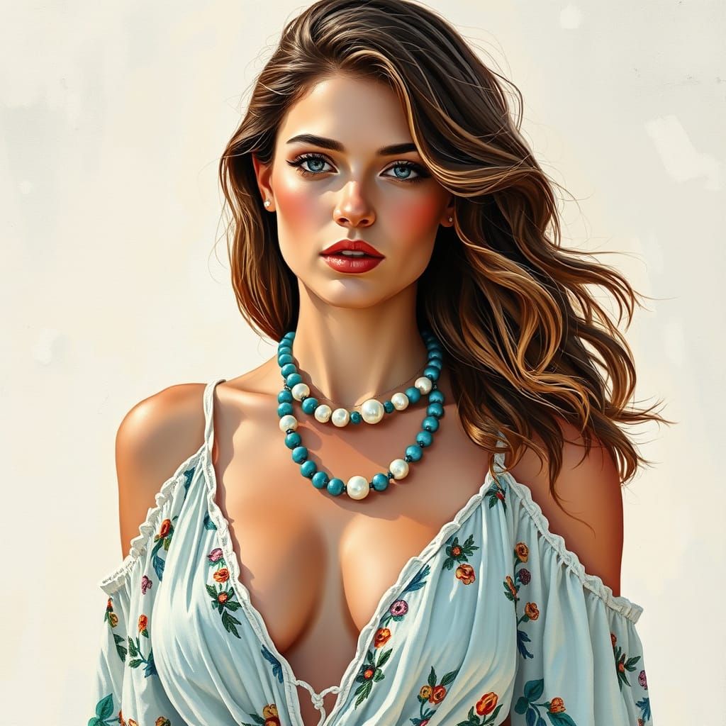 Boho Woman in Neo-Impressionist Impasto Style