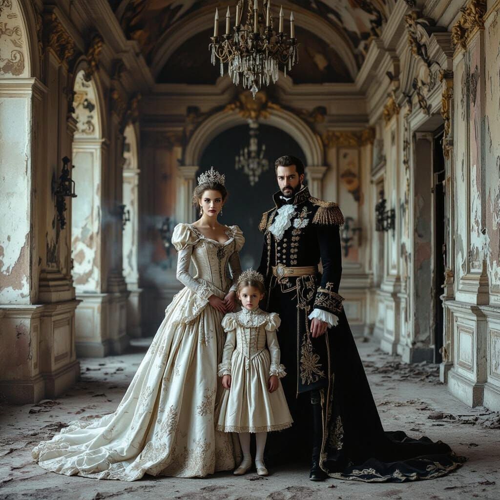Eerie Royal Family Portrait in Baroque Palace
