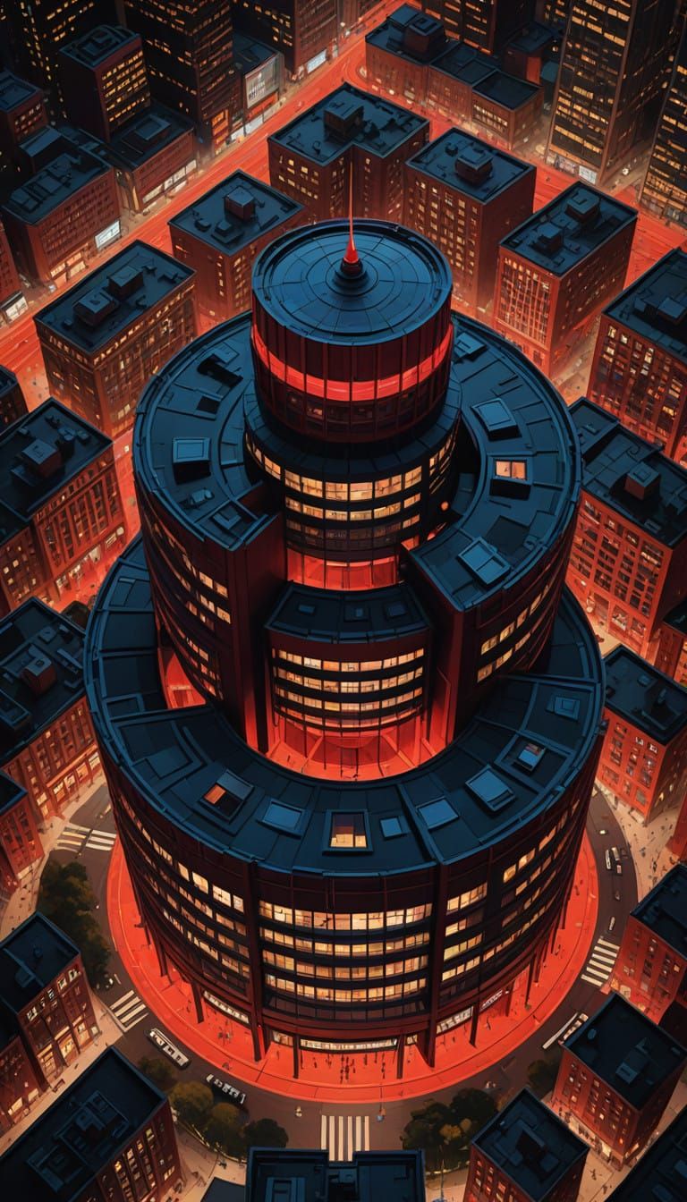 Majestic City Square at Night, in a Futuristic Aesthetic