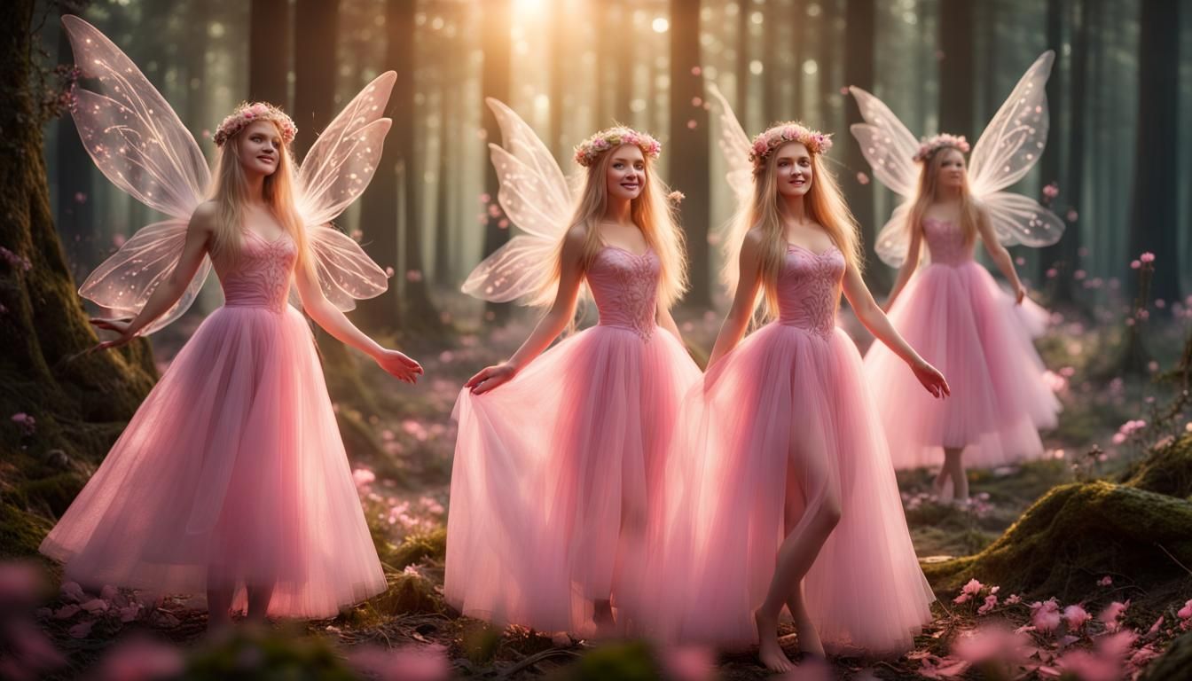 Fairies Ballet in Enchanted Forest: Hyperrealistic 8K
