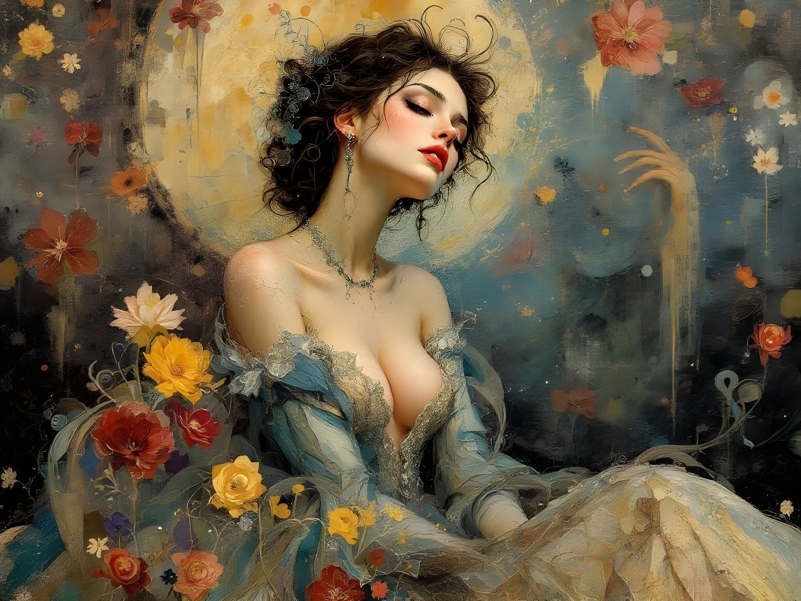 Surreal Woman in Elegant Dress at Temple Bar