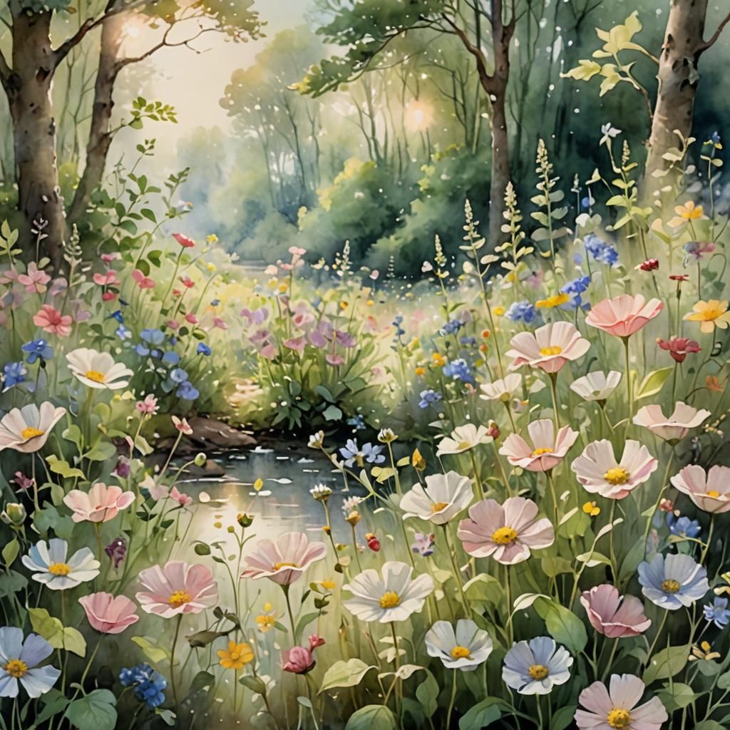 Watercolor Summer flowers