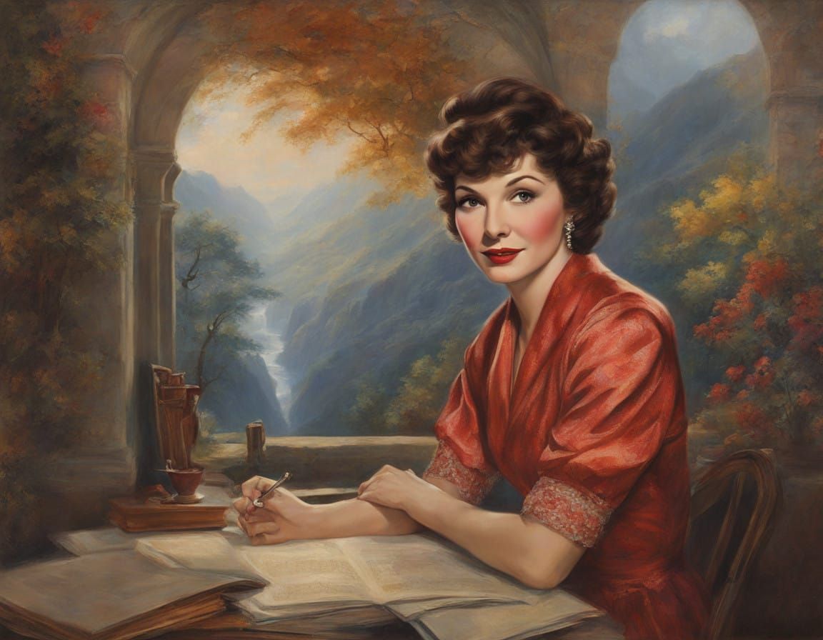 Claudette Colbert Portrait in Hyperrealistic Impasto Style