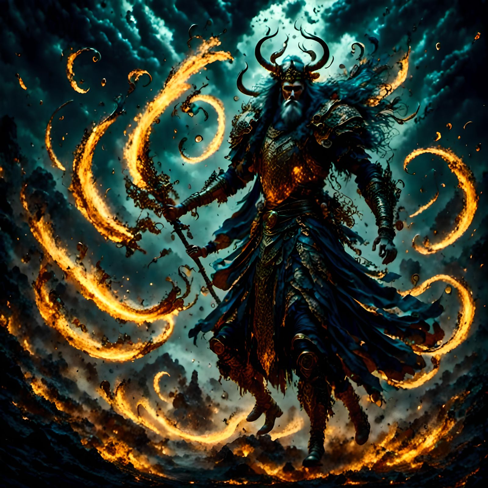 Dark Fantasy Queen with Mythical Beasts