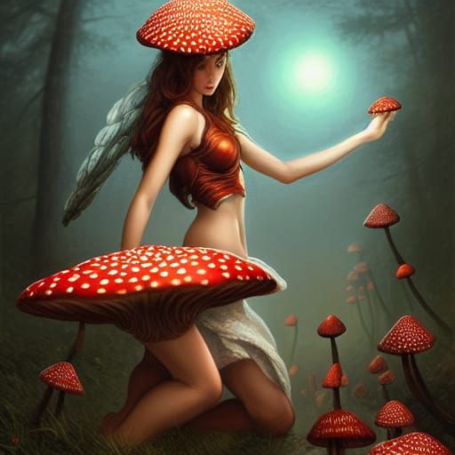 Mushroom Goddess Battle: Digital Painting Concept Art
