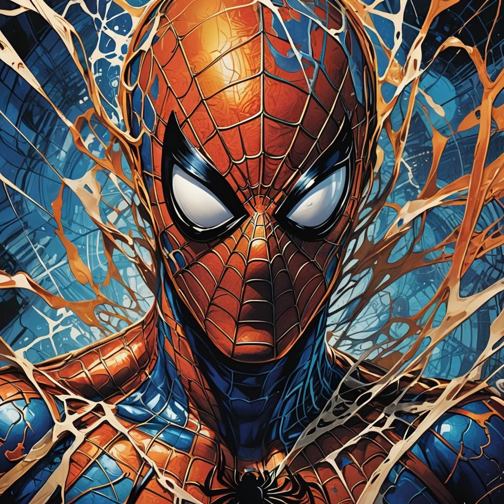 Spider-Man Web-Slinging: Abstract Expressionist Comic Art