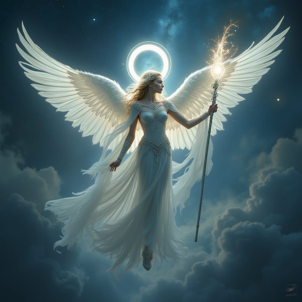 Ethereal Seraph with Radiant Armor and Luminous Halo