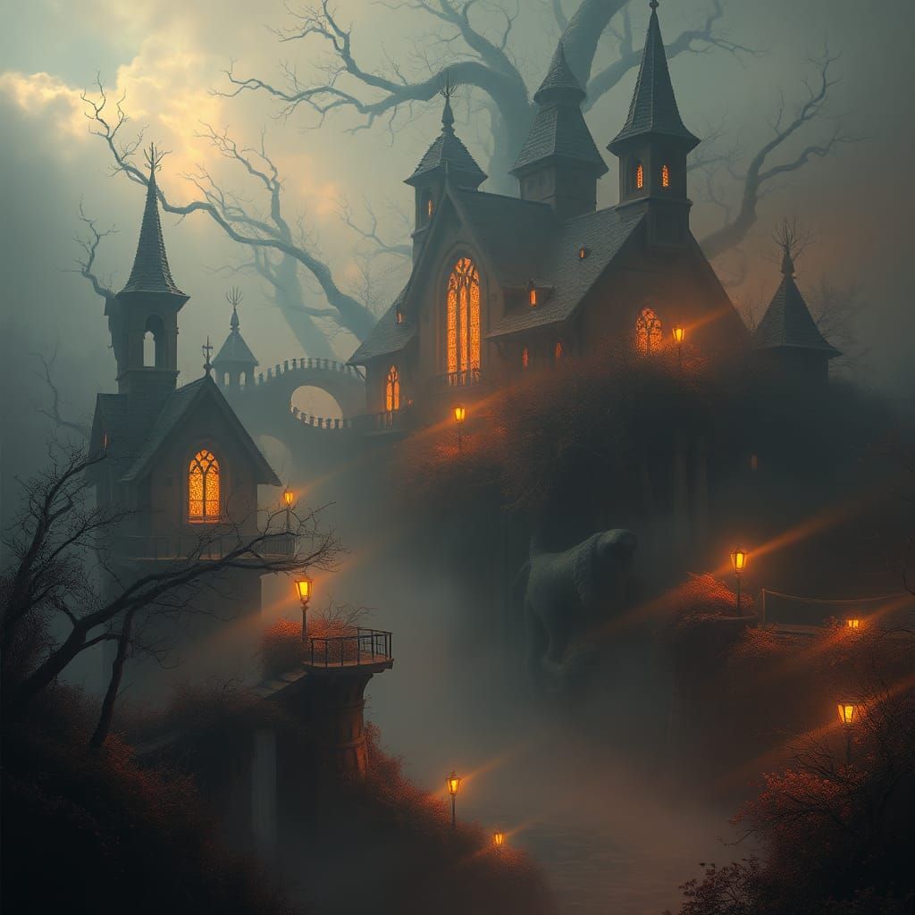 Eerie Mystical Scene in Detailed Matte Painting Style