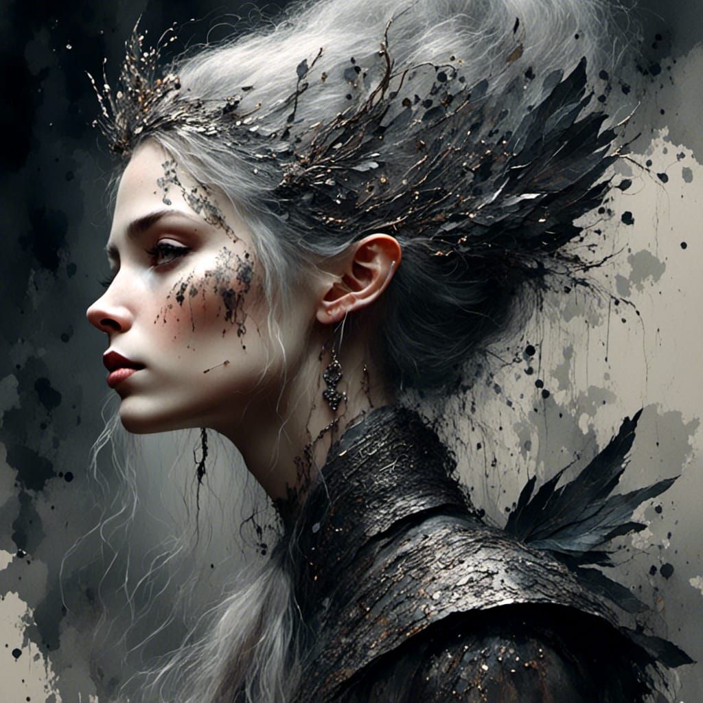 Elf with Dark Tattoos: Fantasy Concept Art