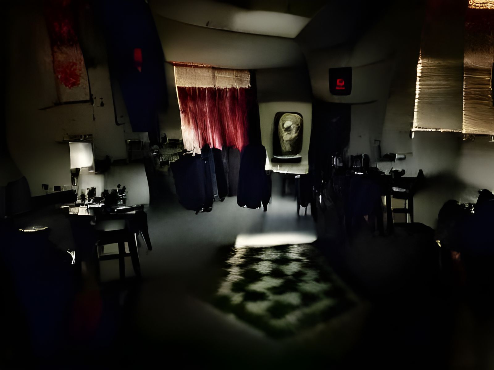 Flickering Light in Dim Room: Horror Scene