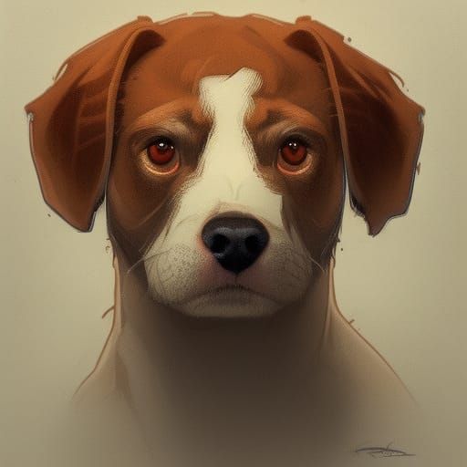 Hyperdetailed Puppy Portrait in Art Nouveau Style
