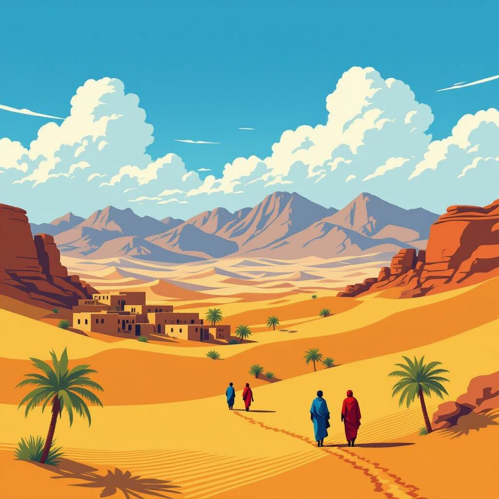 Agafay Desert Landscape with Berber Villages