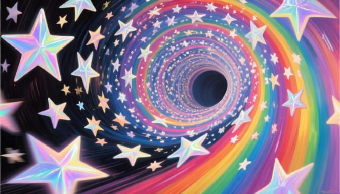 Starry Tunnel Funnels in Intense Rainbow Colors