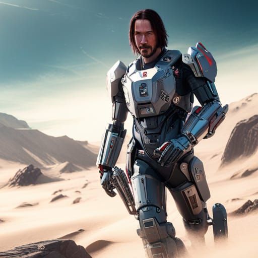 Rampaging Cyborg with Intricate Mech Details