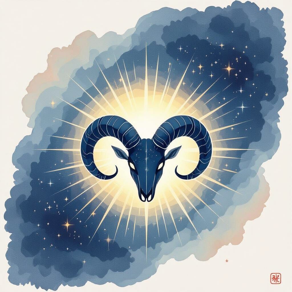 Aries Symbol of Freedom in Watercolor Style