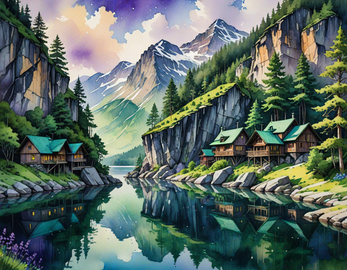 Amethyst and Emerald Cliffs over Sapphire Lakes