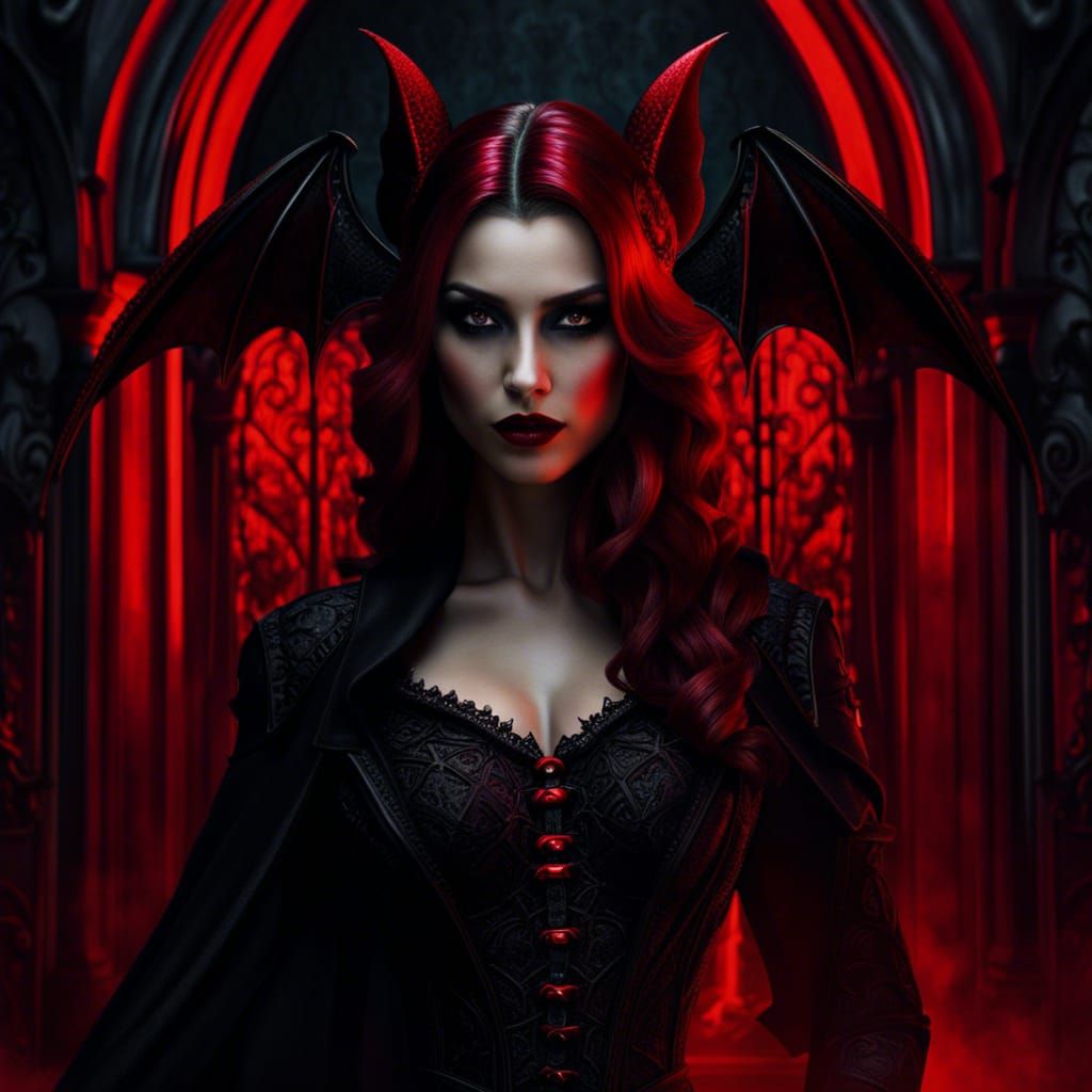 Monochromatic Vampire Portrait in Dark Fantasy Style