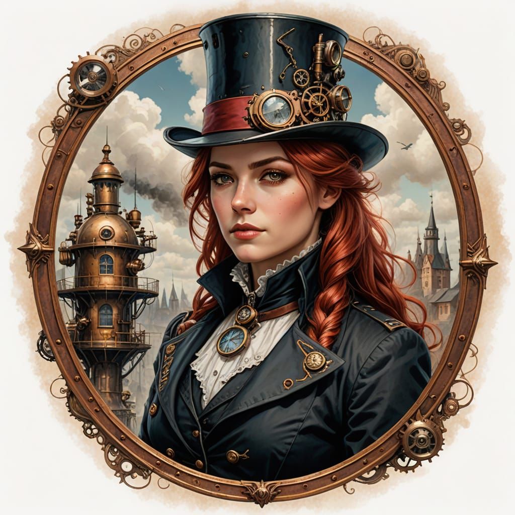 Steampunk Portrait of a Young Victorian Woman