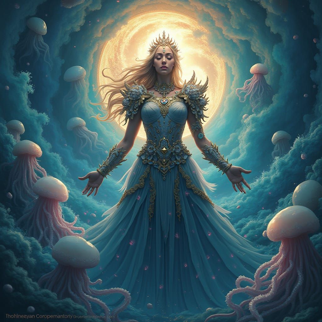 Regal Cosmic Goddess in Swirling Vortex of Oceanic Energy