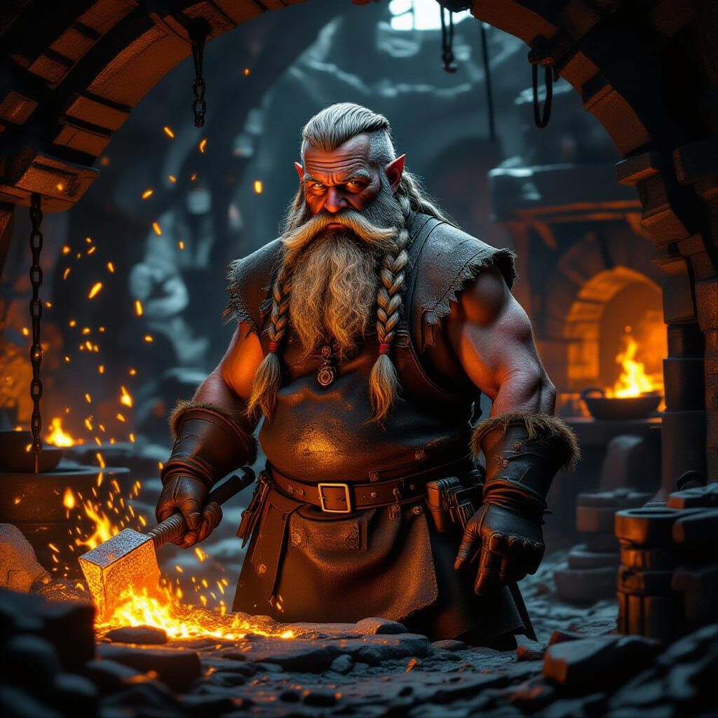 Dwarven Blacksmith: Hyperrealistic Fantasy Portrait